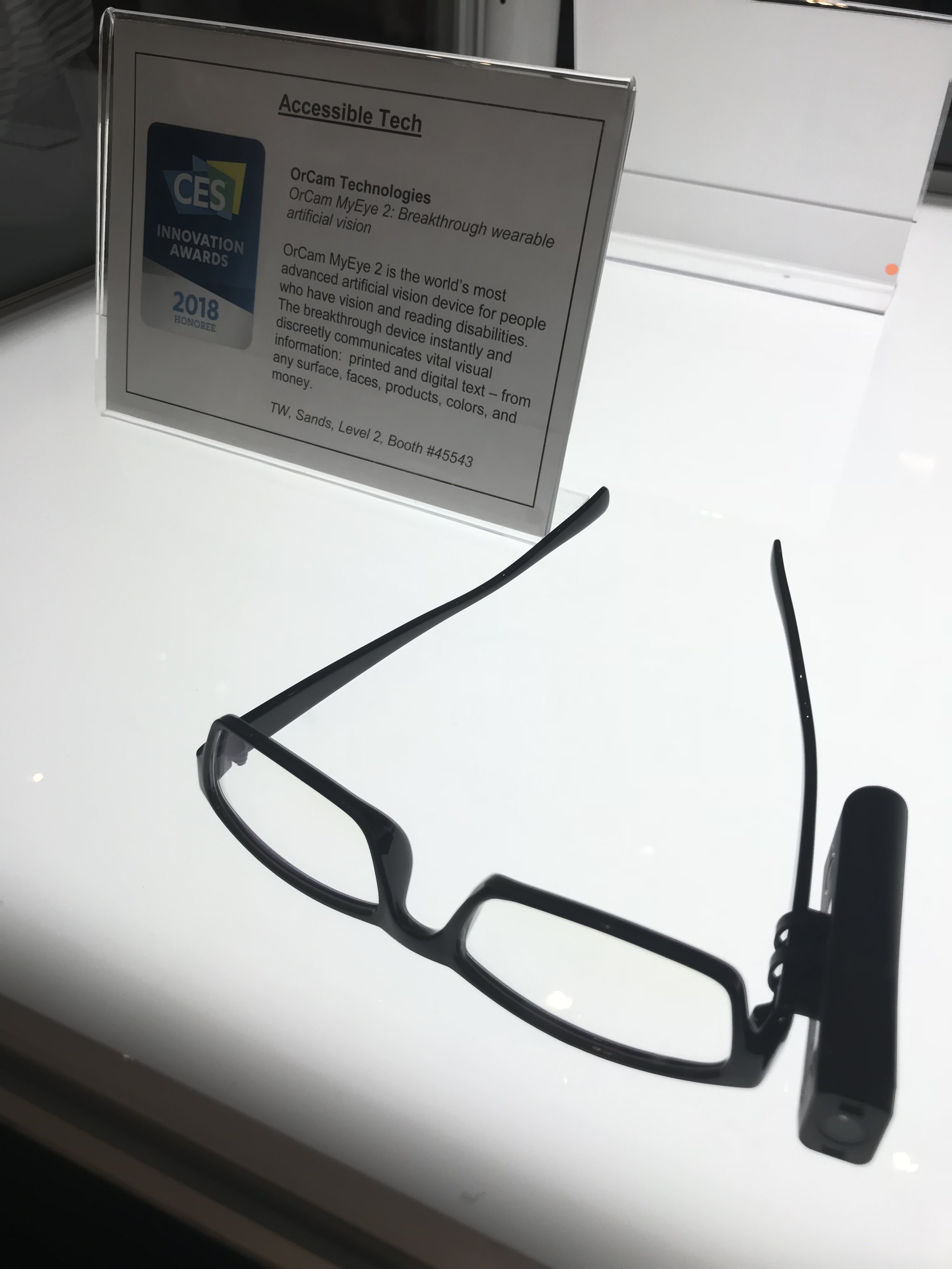 Pretty cool.&nbsp; I saw a demo of this and the woman used hand gestures to determine precisely where reading should start. It also could identify people that walked up as man or woman.&nbsp; Bright future here for blind or partially blind.